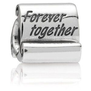 PANDORA Forever Together Scroll Charm Authentic Silver Romance Love Family